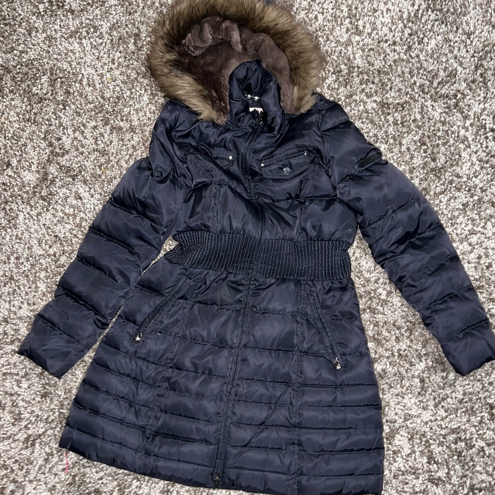 Laundry by Shelli Segal blue down feather puffer winter jacket